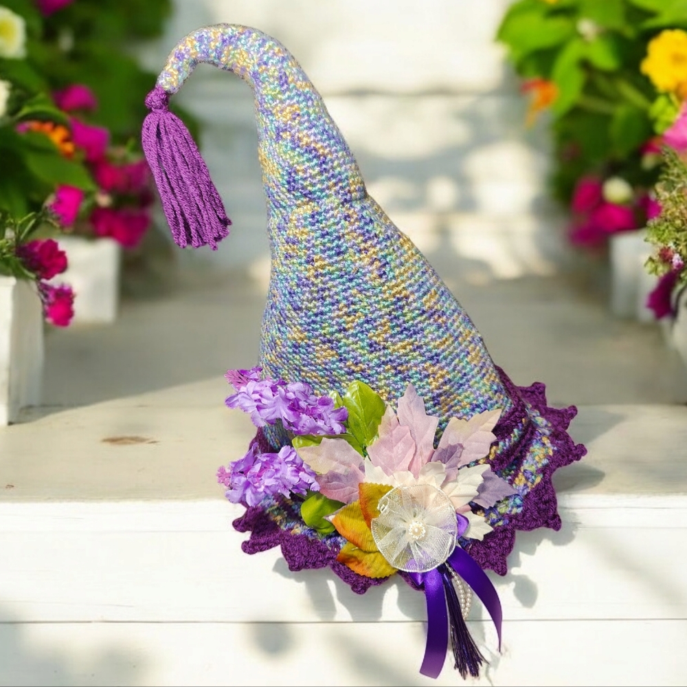 Handmade Crochet Fairy Princess Tassel Gnome Witch Hat